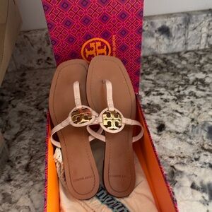 Tory Burch Gold and Tan Sandals